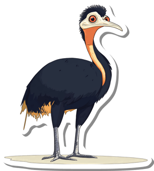 Illustration of a Cassowary Bird a Flightless Species png