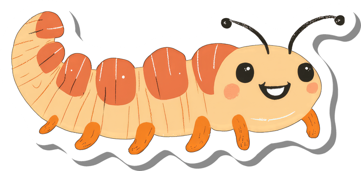 A Happy Cartoon Caterpillar Crawls Cheerfully png