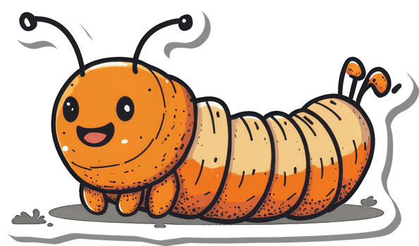 Happy Orange Caterpillar Crawls On Ground png