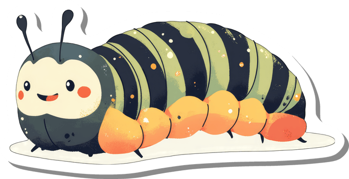 Happy Striped Caterpillar Cartoon Illustration png