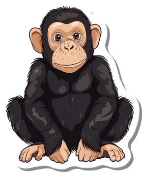 Adorable Baby Chimpanzee Sitting Cartoon Sticker png