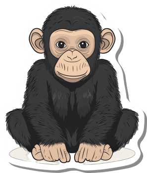 Adorable Baby Chimpanzee Sticker Design Illustration png