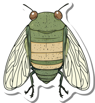 A Detailed Illustration of a Green Cicada Insect png