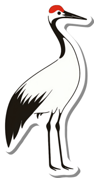 A stylized illustration of a red crowned crane bird png