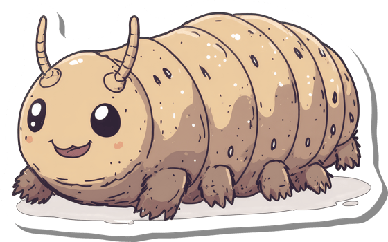 Adorable Cartoon Creature With Antennas And Segmented Body png