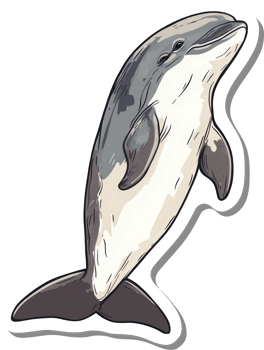 A stylized illustration of a harbor porpoise swimming upright png