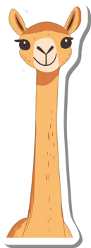 Adorable Cartoon Llama with Long Neck and Happy Face png