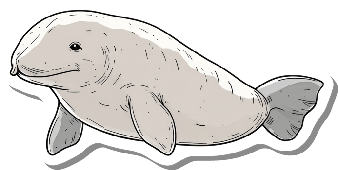 Adorable Cartoon Dugong Illustration of a Sea Cow png