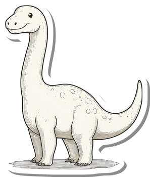 Adorable Cartoon White Dinosaur Illustration png