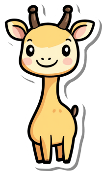Adorable Baby Giraffe Cartoon Illustration png