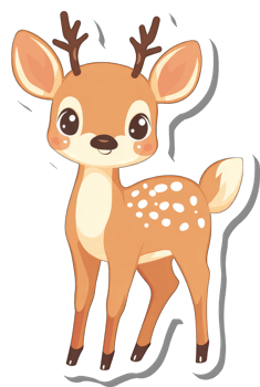 Adorable Spotted Fawn Deer Cartoon Illustration png