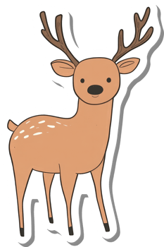 Adorable Cartoon Deer Sticker Illustration Design png