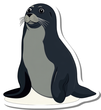 Adorable Seal Sitting on White Background png