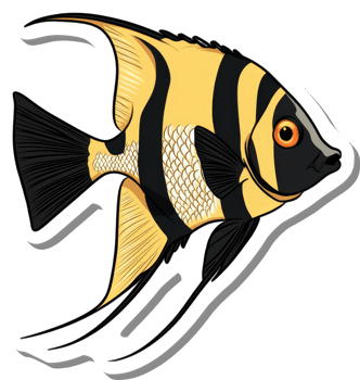 A Yellow And Black Angelfish Sticker Design png