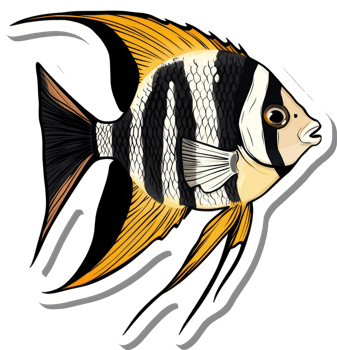 A Striking Illustration Of A Black And Yellow Angelfish png