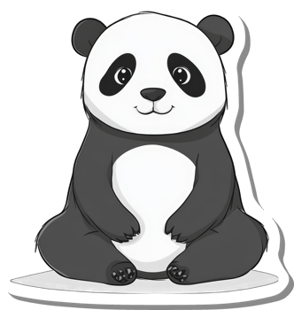Adorable Cartoon Panda Sitting Contentedly png