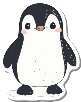 Adorable Cartoon Penguin Stands on White Background png