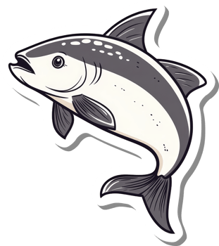 A stylized illustration of a salmon fish leaping png