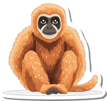 A Golden Gibbon Sits Calmly and Contentedly png