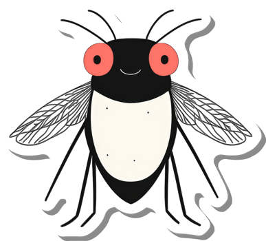 Happy Cartoon Insect With Large Red Eyes And Wings png