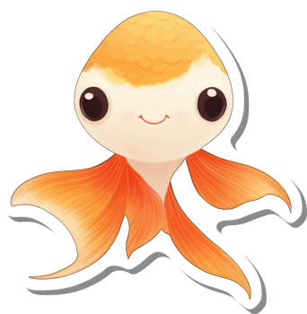 Adorable Cartoon Goldfish with Happy Expression png