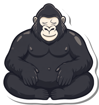 Serene Gorilla Meditating in Peaceful Posture png