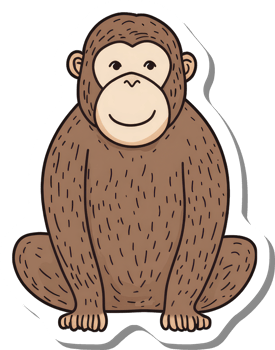 A Happy Brown Monkey Sitting Down png