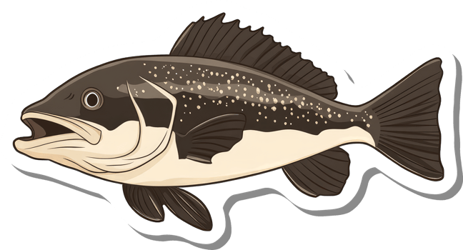 Illustration of a speckled brown fish with fins png