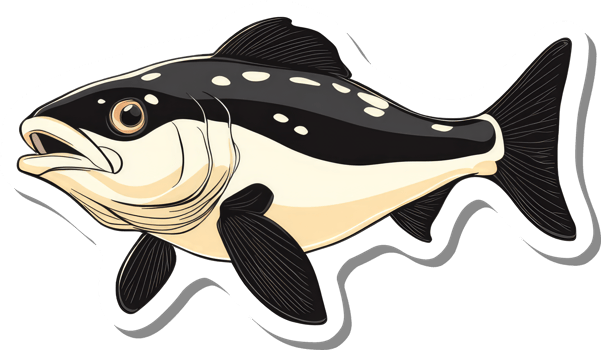 A stylized illustration of a spotted fish png