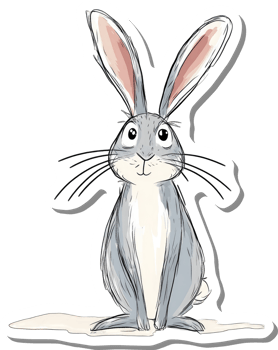A Gray Rabbit Sitting Calmly on White Ground png