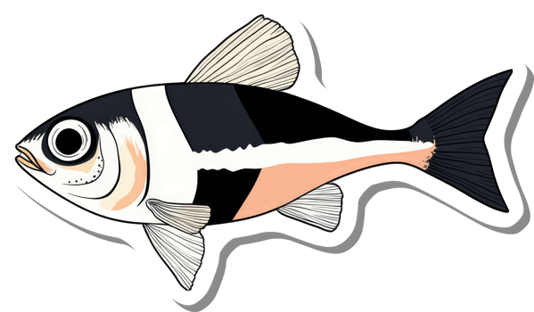 Illustration of a Black and White Striped Fish png