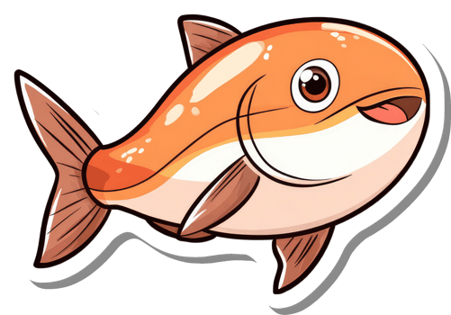 A Happy Orange Fish Cartoon Sticker Design png