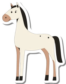 A Cute Cartoon Horse with Black Mane and Tail png