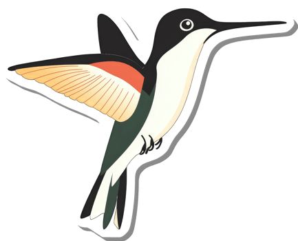 A stylized hummingbird in flight showing vibrant colors png