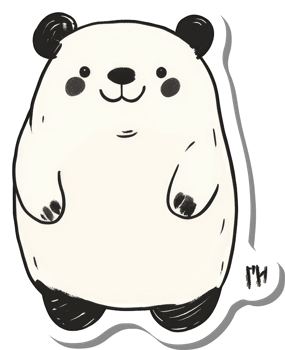 Adorable chubby panda bear cartoon illustration png