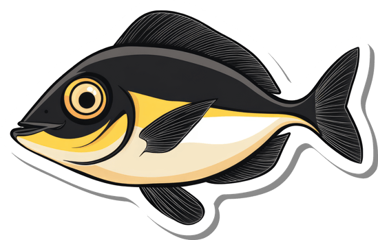 A Cartoon Illustration Of A Black And Yellow Fish png
