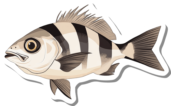 Illustrated Striped Fish Aquatic Animal Design png