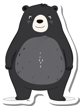 Adorable Cartoon Black Bear Standing Happy png