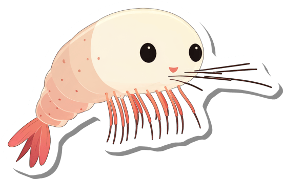 Adorable Cartoon Shrimp Character Illustration png