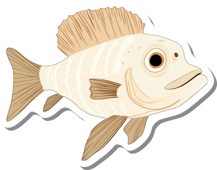 Creamy White Fish Sticker Illustration Design png