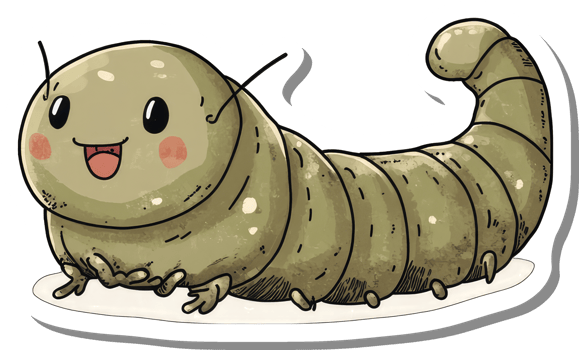 A Happy Green Caterpillar Cartoon Illustration png