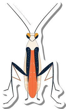 Stylized Insect Illustration Featuring Vibrant Colors And Long Antennae png