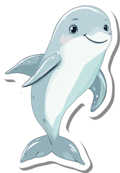 A Happy Cartoon Dolphin Smiling Joyfully In The Ocean png