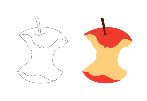Illustration apple bitten unique design vector