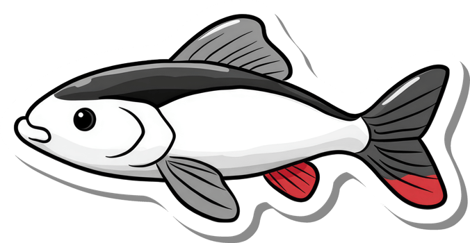 A Cartoon Illustration Of A Fish With Red Fins png