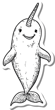 A Happy Cartoon Narwhal Sticker Design png