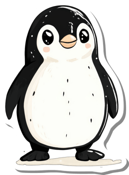 Adorable Cartoon Penguin Standing On White Ground png