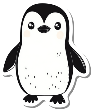 Adorable Cartoon Penguin Illustration Black White Design png