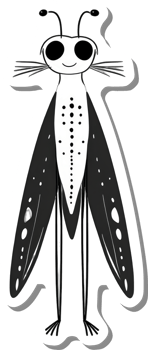 A stylized insect with large wings and antennae png