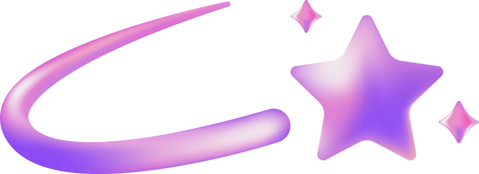 shooting star icon pink and purple gradient Abstract 3D Shapes Sticker png
